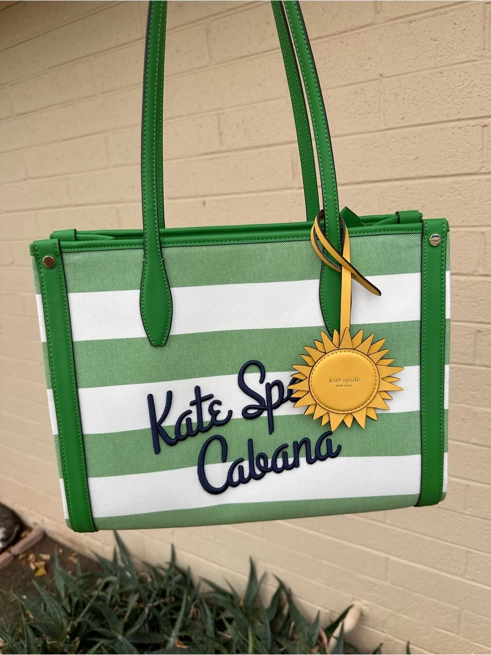 Kate Spade Market Cabana Striped Green & White Tote